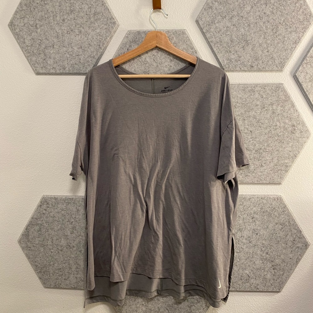 2X Plus Size Nike shirt Grey Gray Basic Gym Work Out